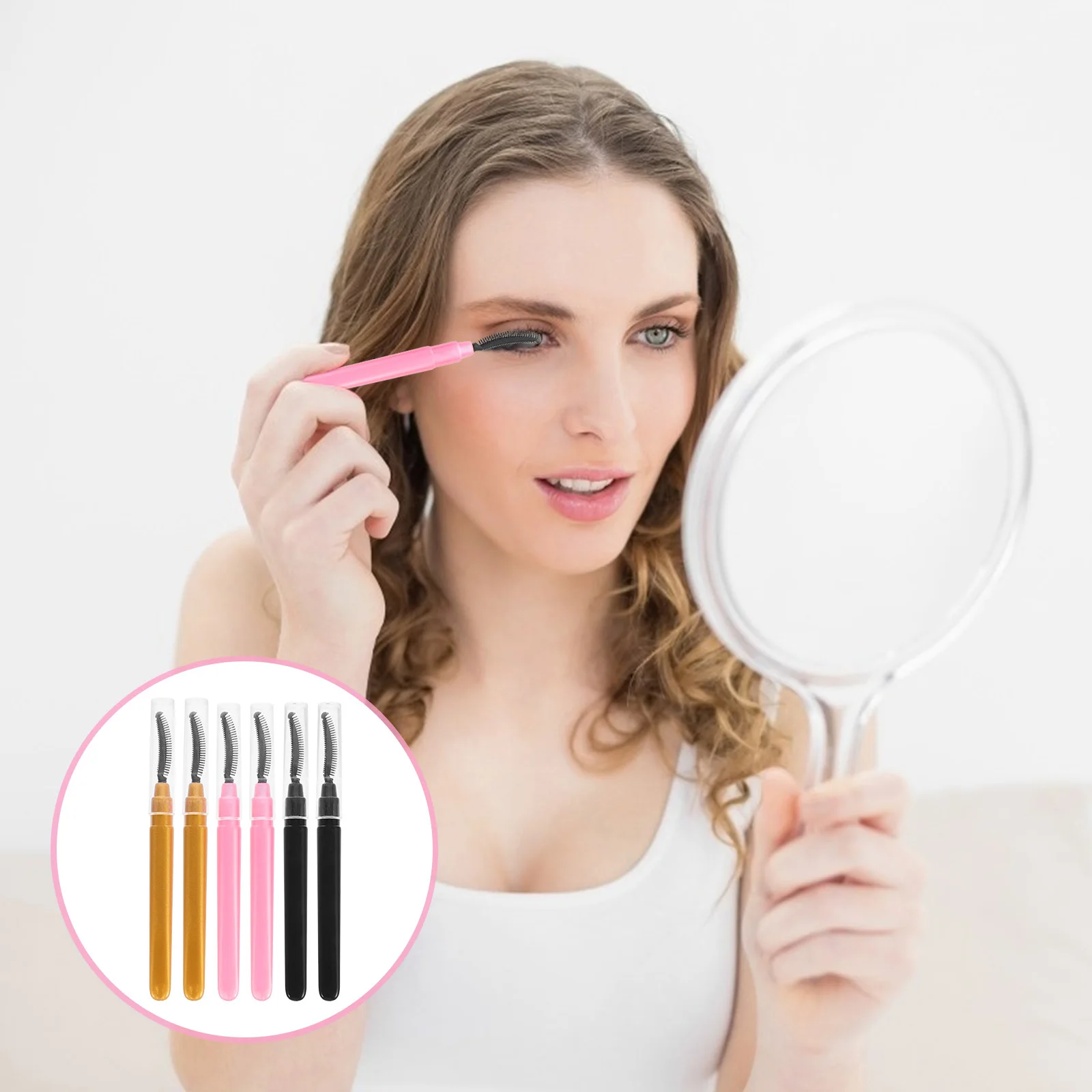 6 stuks Soft Touch siliconen wimperborstel voor delicate ogen Stijlvol kleurontwerp Lichtgewicht reisformaat Mascara Wand