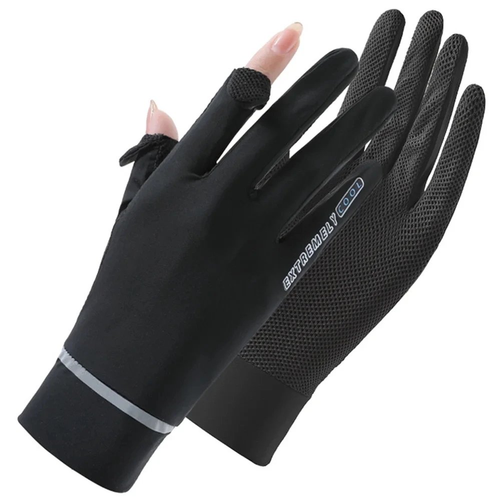 Lady Sunscreen Ice Silk Gloves Summer Sun Protection Gloves Thin Fishing Gloves for Golf Driving Riding Fishing Hiking for Women