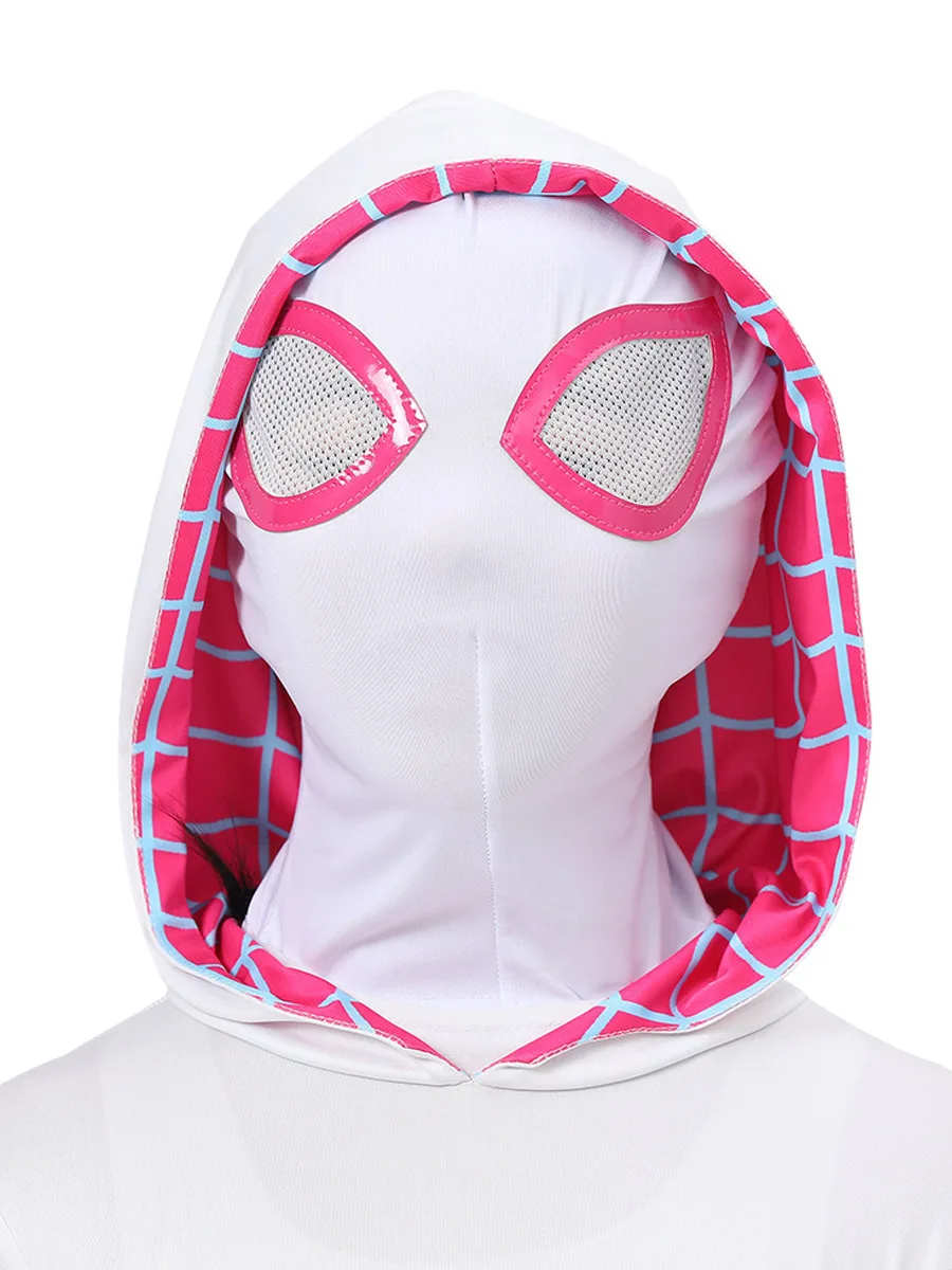 Disfraz de Gwen Ghost Spider para niñas, traje de Halloween, Cosplay con capucha, fiesta de vacaciones, disfraces de fantasía para niños, atuendo Sexy