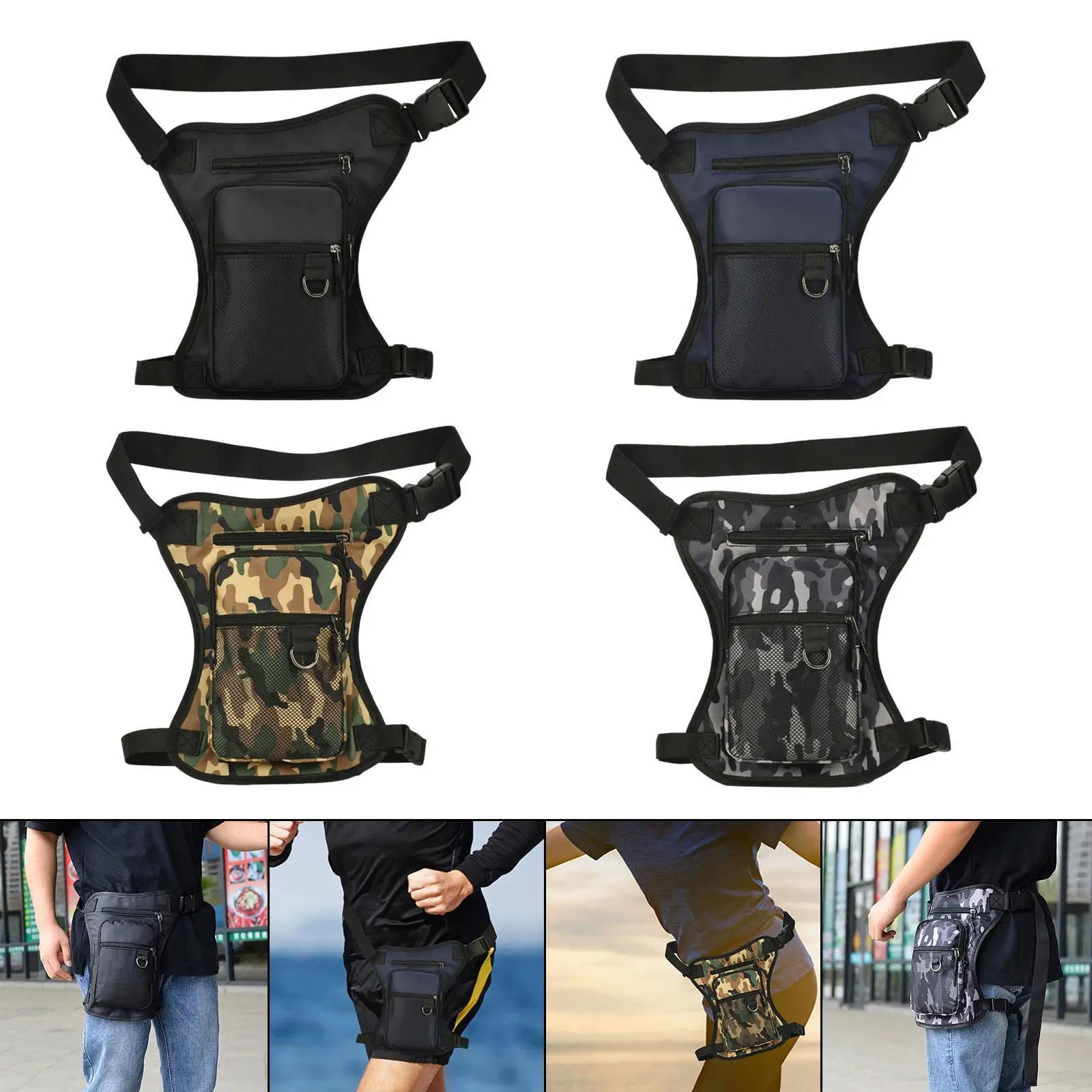 

Waist Bag Men's Drop Leg Bag Lightweight Multi Pockets Sturdy Cycling Hip Bag Fanny Pack for Fishing Riding Travel Motorcycle