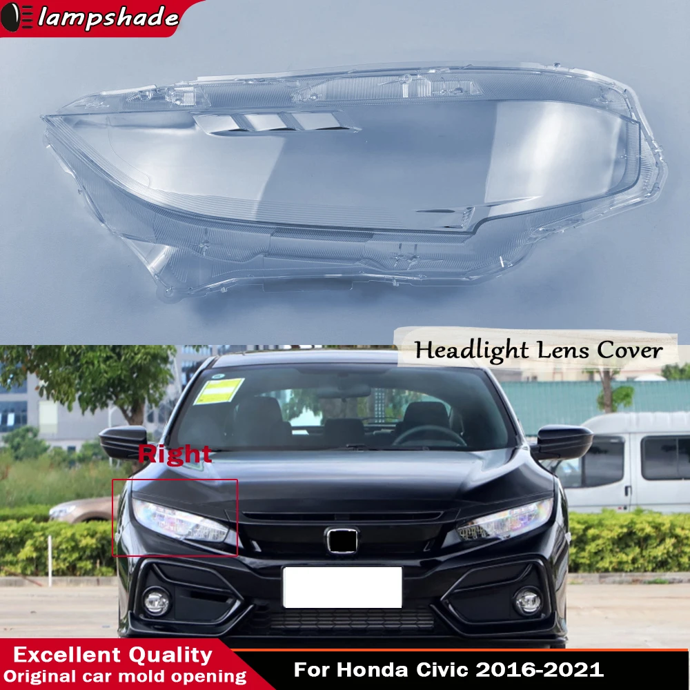 

Car Front headlight Lens Cover For Honda Civic 2016 - 2021 High Car Headlight Transparent Glass Lamp Cover Shell Car Products