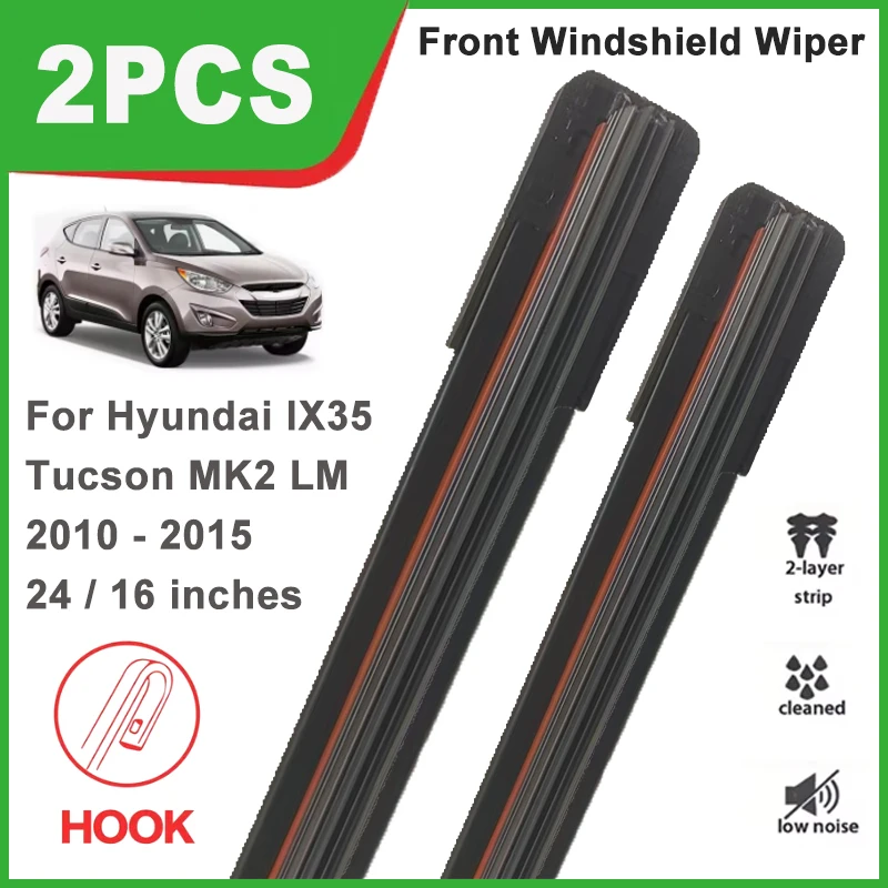 

24"+16" Double Rubber Front Wiper Blades, Windscreen Windshield Replacement Parts For Hyundai iX35 Tucson MK2 LM 2010-2015 2011