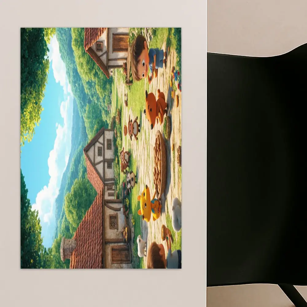 직사각형 플레이스매트 4개 세트, 다채로운 시골 디자인, 청소가 용이함, 주방 및 축제 행사에 적합, 12