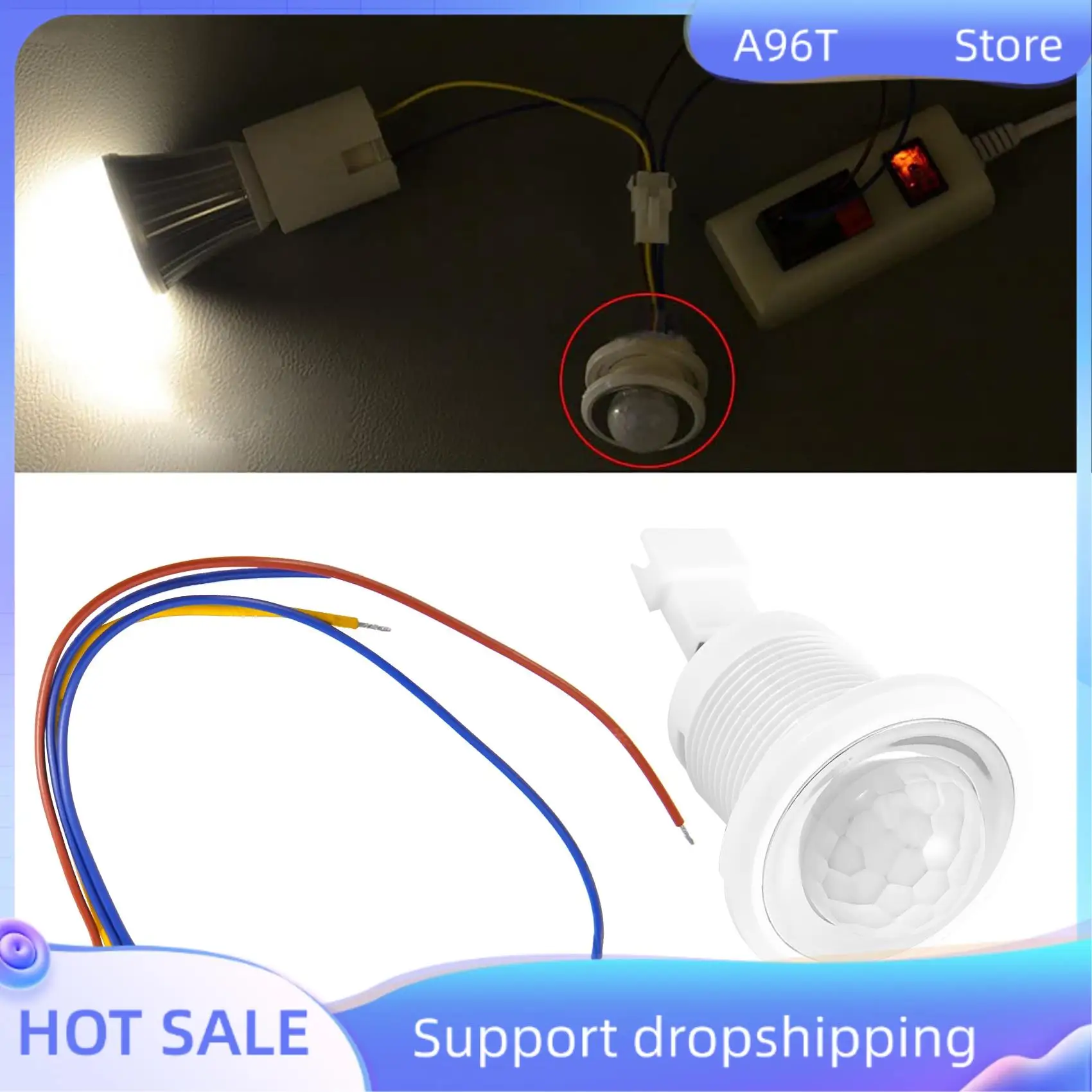 

A96T Mini PIR Infrared Motion Sensor Detection 220V Adjustable Time Infrared Automatic LED Light Witch