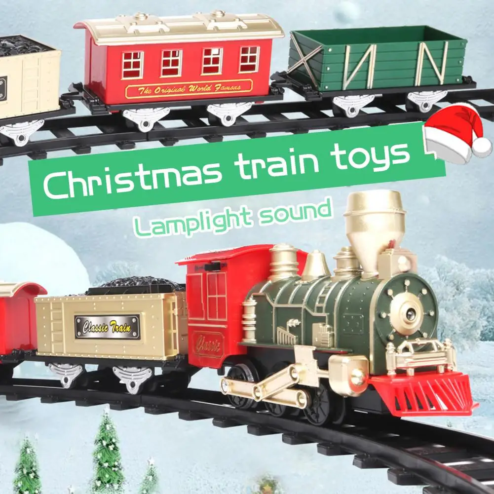 Electric Train Toy with Light Sound Educational Electric Train Toy with Carriages Track for Toddlers Boys Girls Christmas Gift