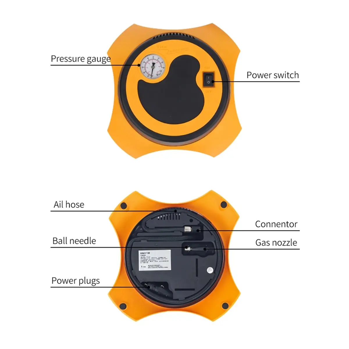 【AT48】 NEW Multifunctional Vehicle Air Pump with Pointer Pressure Display - for Car, Motorcycle Tires and Balls