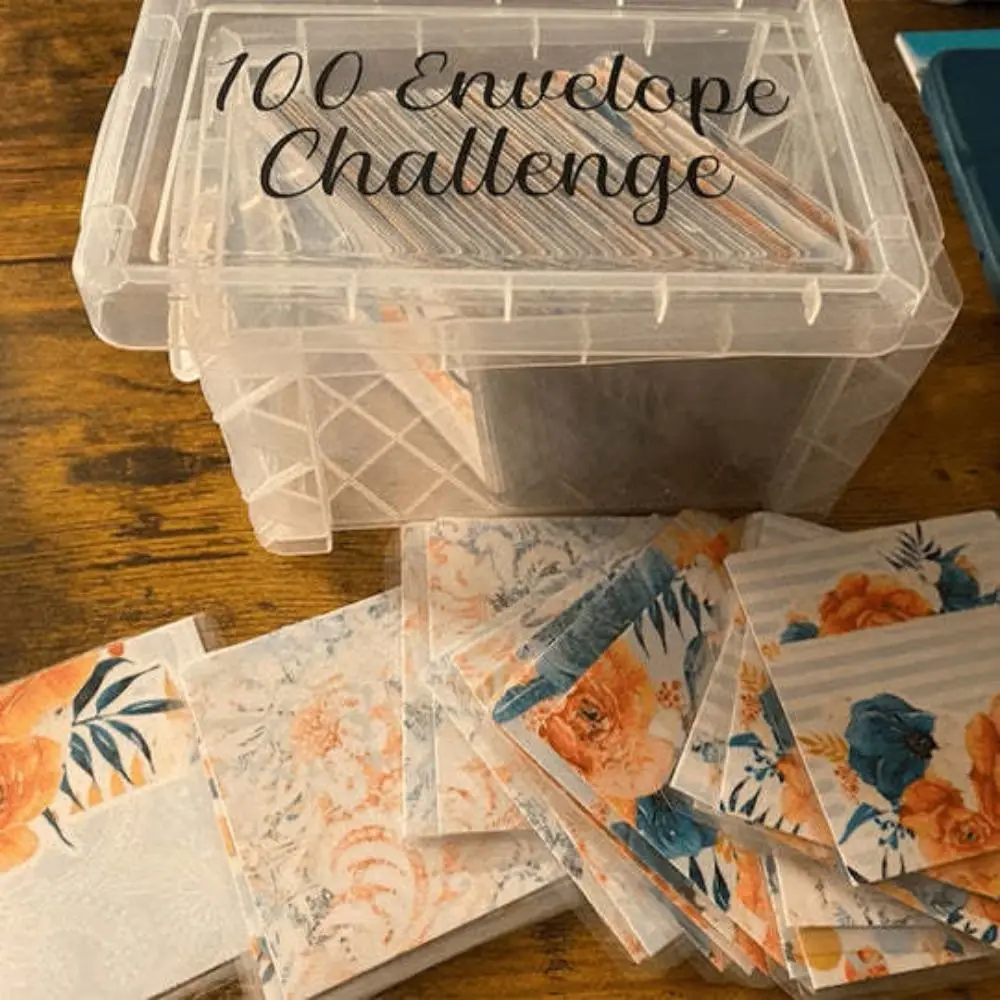 100 Envelope Challenge Box Set Savings Challenges Budget Box with Cash Envelopes for Budgeting Planner & Saving Money