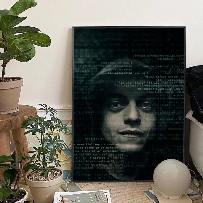 Mr Robot Rami Malek Hackers USA TV Show Classic Anime Poster Kraft Paper Sticker Home Bar Cafe Home Decor