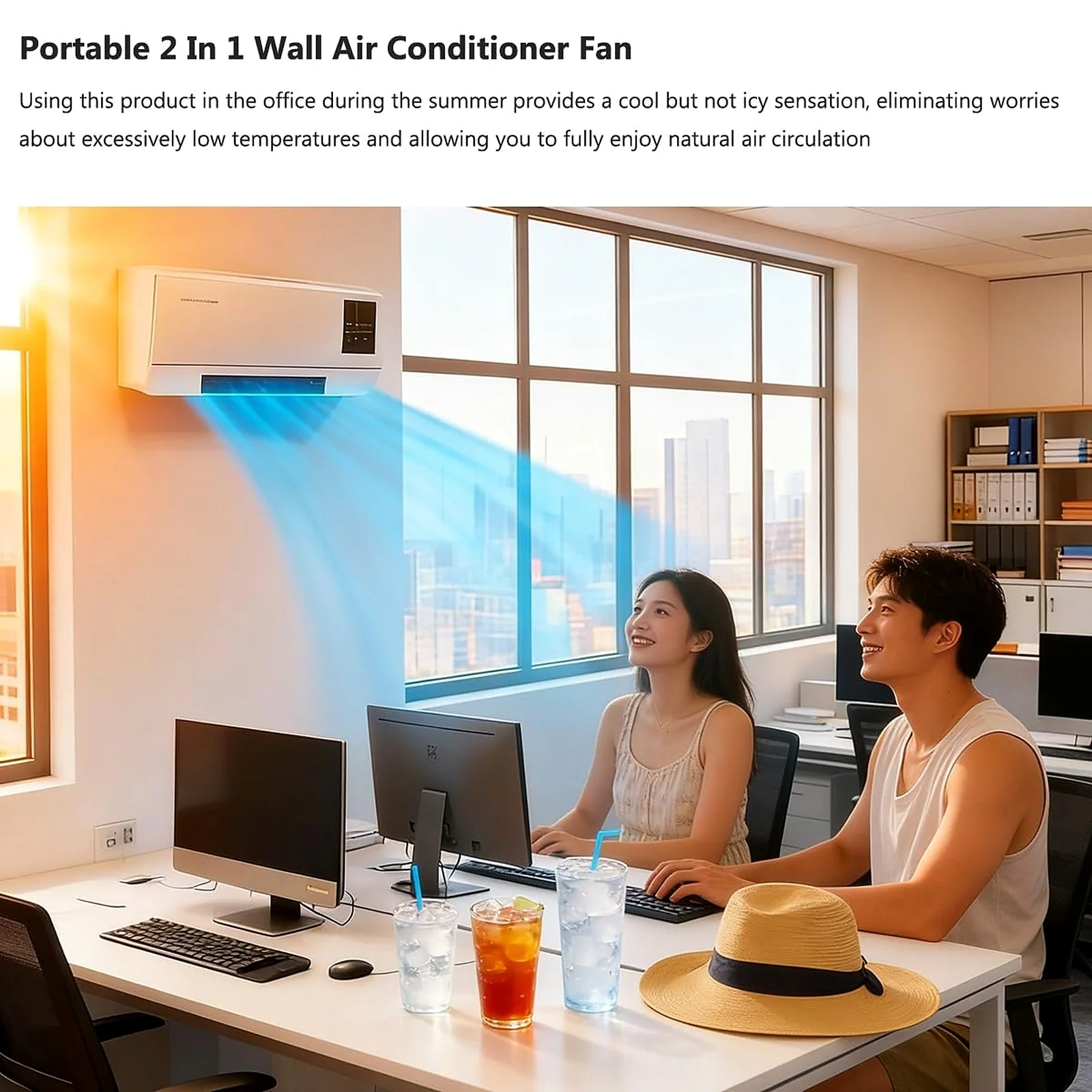 Wall Mounted Fan Heater Combo, Graphene Heating & Natural Cooling, Remote Control Quiet Operation, Portable Space Saving Unit for Bathroom Office RV Garage 110V White