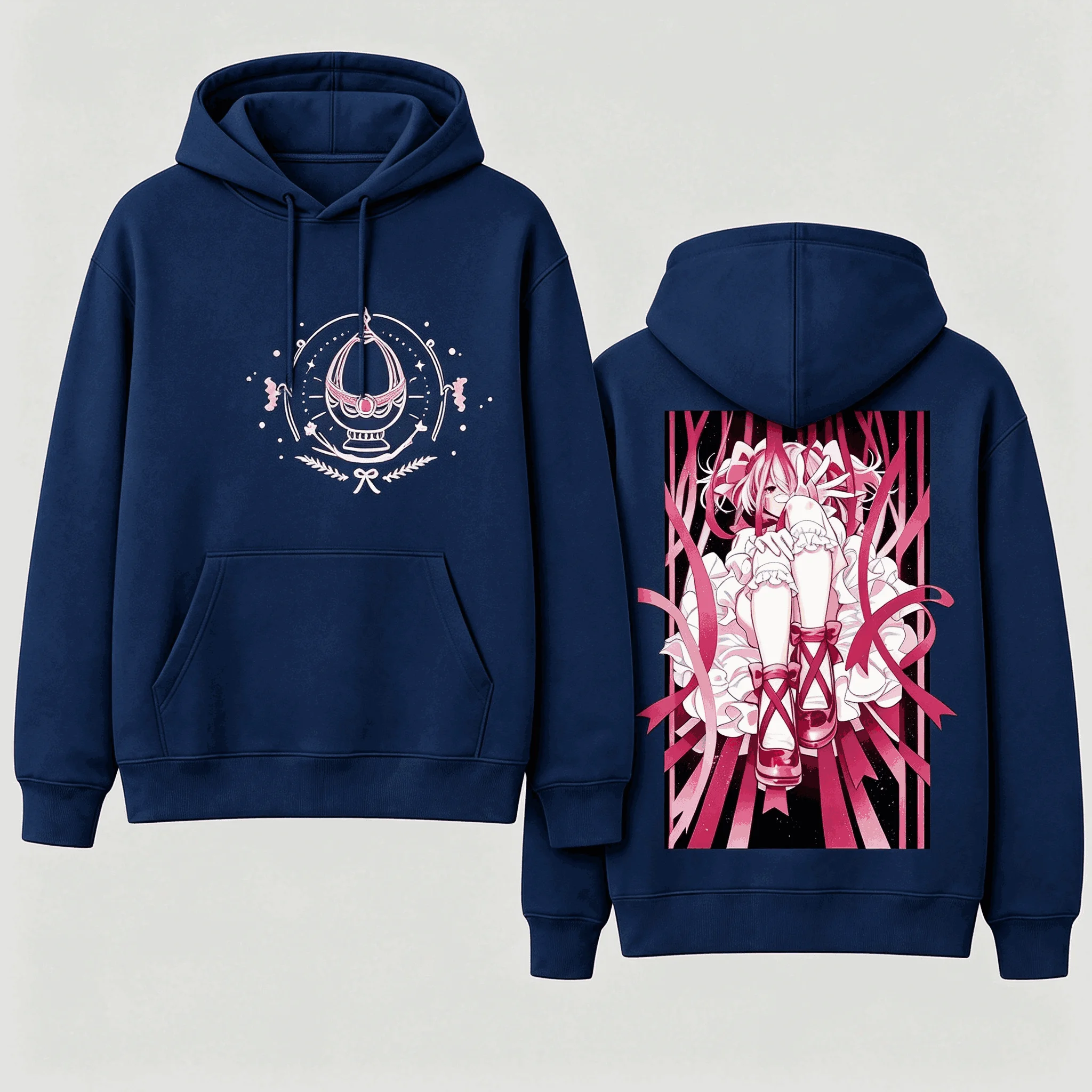 Madoka Magica Printed Oversized Unisex Vintage Loose hoodies for Men Women Fleece warm Casual Retro Fashion Breathable Couples