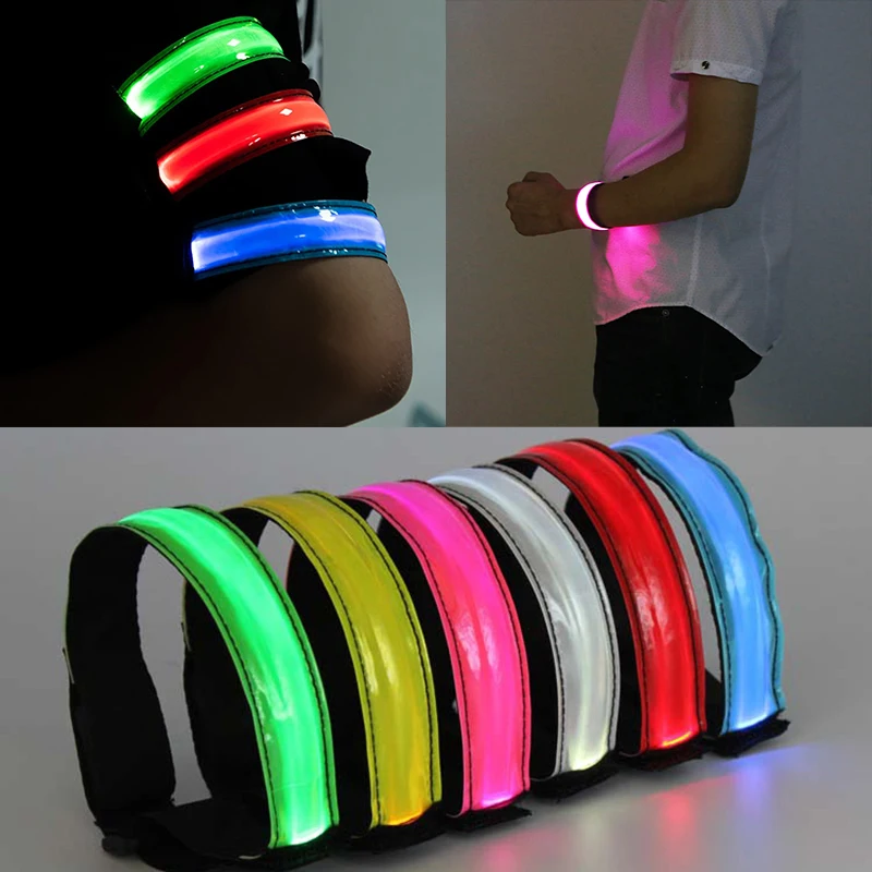 50/100PCS LED Reflective Bracelet Nylon Adjustable Armband Glow Luminous Night Running Strap Outdoor Sports Safety Bright Band