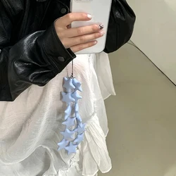 Korean Charm Blue Star Phone Chain Kawaii Fashion Keychain Bag Pendant Women Accessories Vintage Silica Gel Keychain Jewelry Y2K