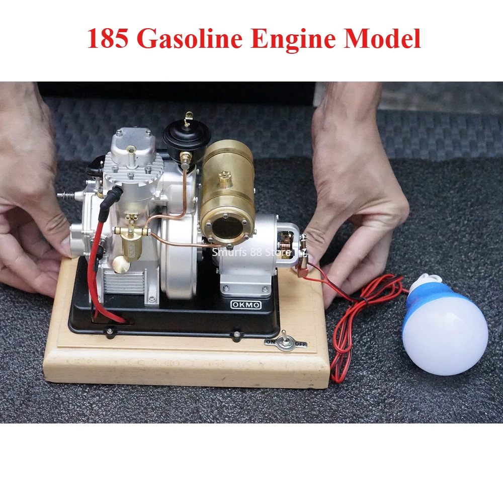 185 Gasoline Engine Model Metal Air Cooling Engine CNC Machining Hand Pull Start / Electric Drill Start Toys Gift for Adult