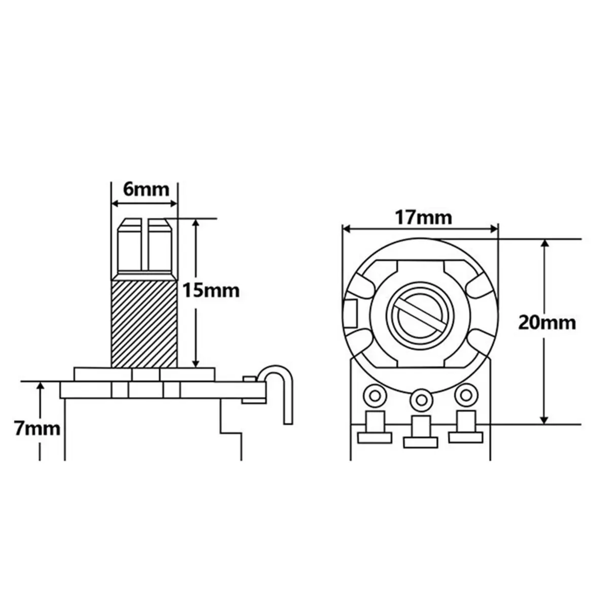 15mm Shaft Full-Size/ Guitar Potentiometer for Electric Guitar & ,B500K/B250K Volume Tone Pot A