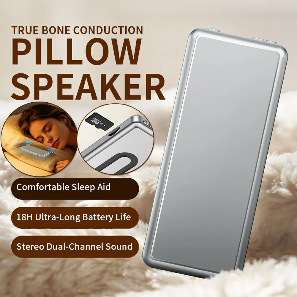 Mini Sleeping Bluetooth Speaker Portable Real Bone Conduction Under Pillow Stereo Music Box TF Card MP3 Music Player Sleep Timer