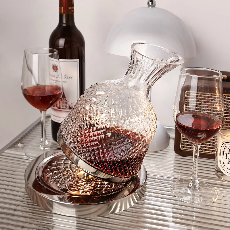 

1500ML Rotating Decanter, Wine Divider, Crystal Glass Red Wine Pourer, Quick Decanter