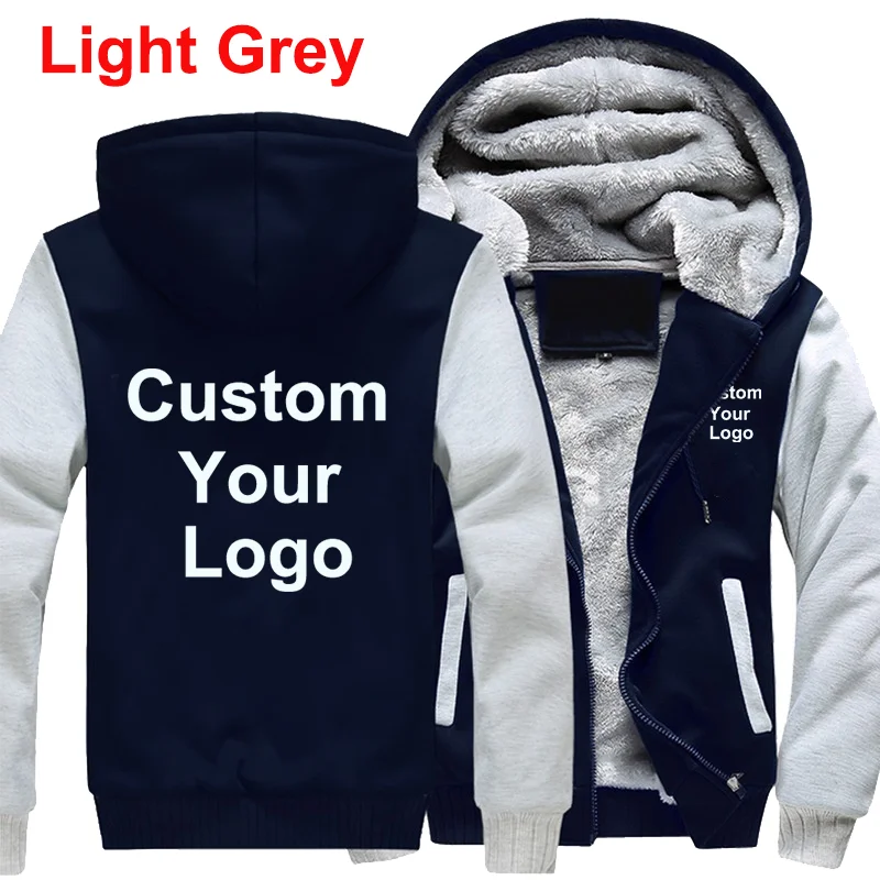 Winter Custom Your Logo Hoodies Warm Men Fashion Jacket Outdoor Casual Thicken Sweatshirts Men Coat