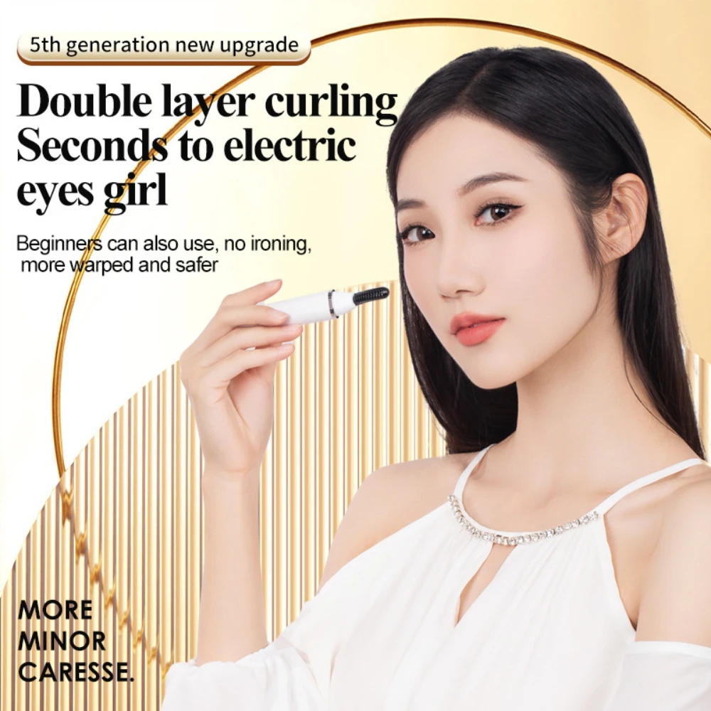 Pluma rizador de pestañas en caliente con peine, dispositivo eléctrico Digital para rizar pestañas, herramienta de maquillaje de belleza recargable, 3 modos de temperatura