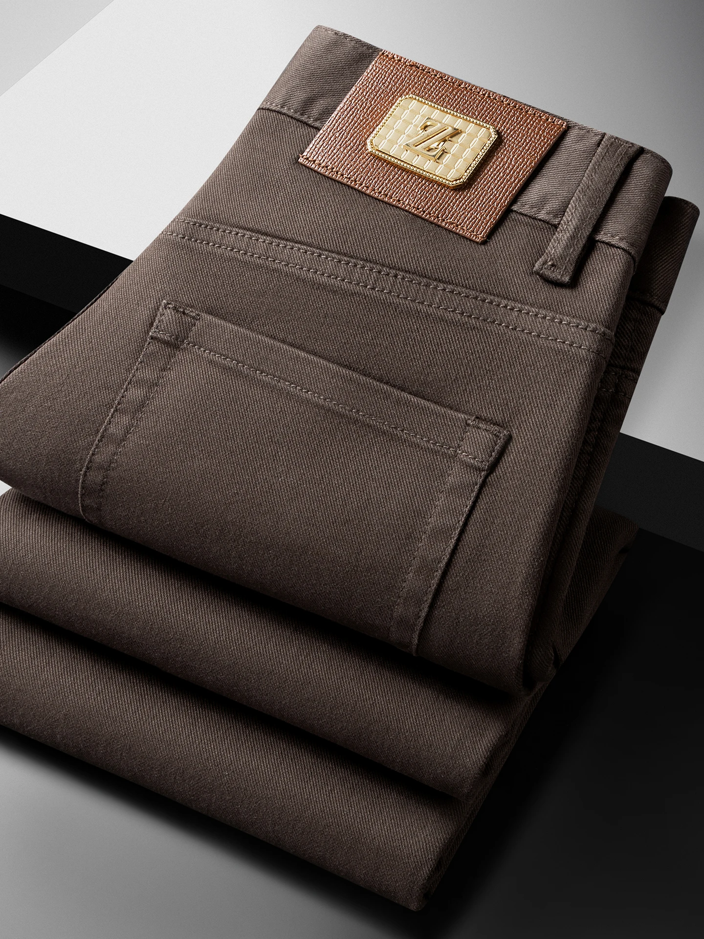 

Мужские повседневные брюки прямого кроя класса люкс, однотонные, из денима, со средней посадкой, на молнии, из смесового хлопка, износостойкие