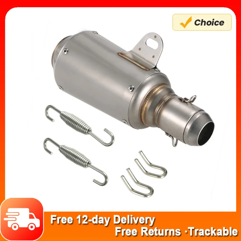 51mm Universal Motorcycle ATV Frosting Stainless Steel Exhaust Pipe Muffler Exhaust Pipe with spring hooks /welding connectors