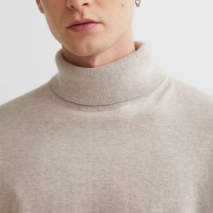 

Nordic Style High Collar Knitted Sweater Fashionable Cashmere Blend Men's Autumn Top Couple Matching Crew Neck Pullover
