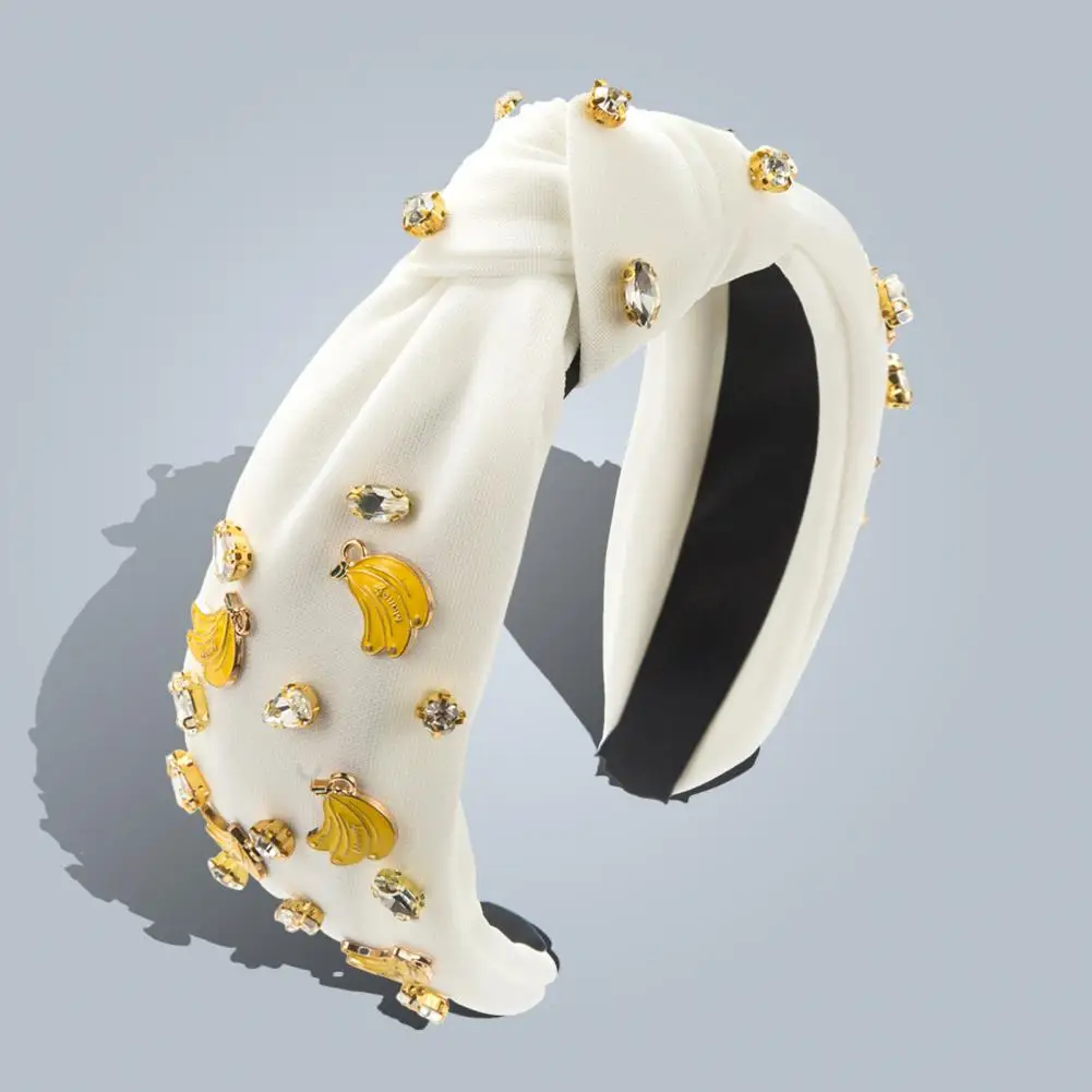 Adjustable Hair Hoop Shiny Rhinestone Fruit Headband Elastic Hair Hoop for Comfortable Daily Wear at Home Festivals