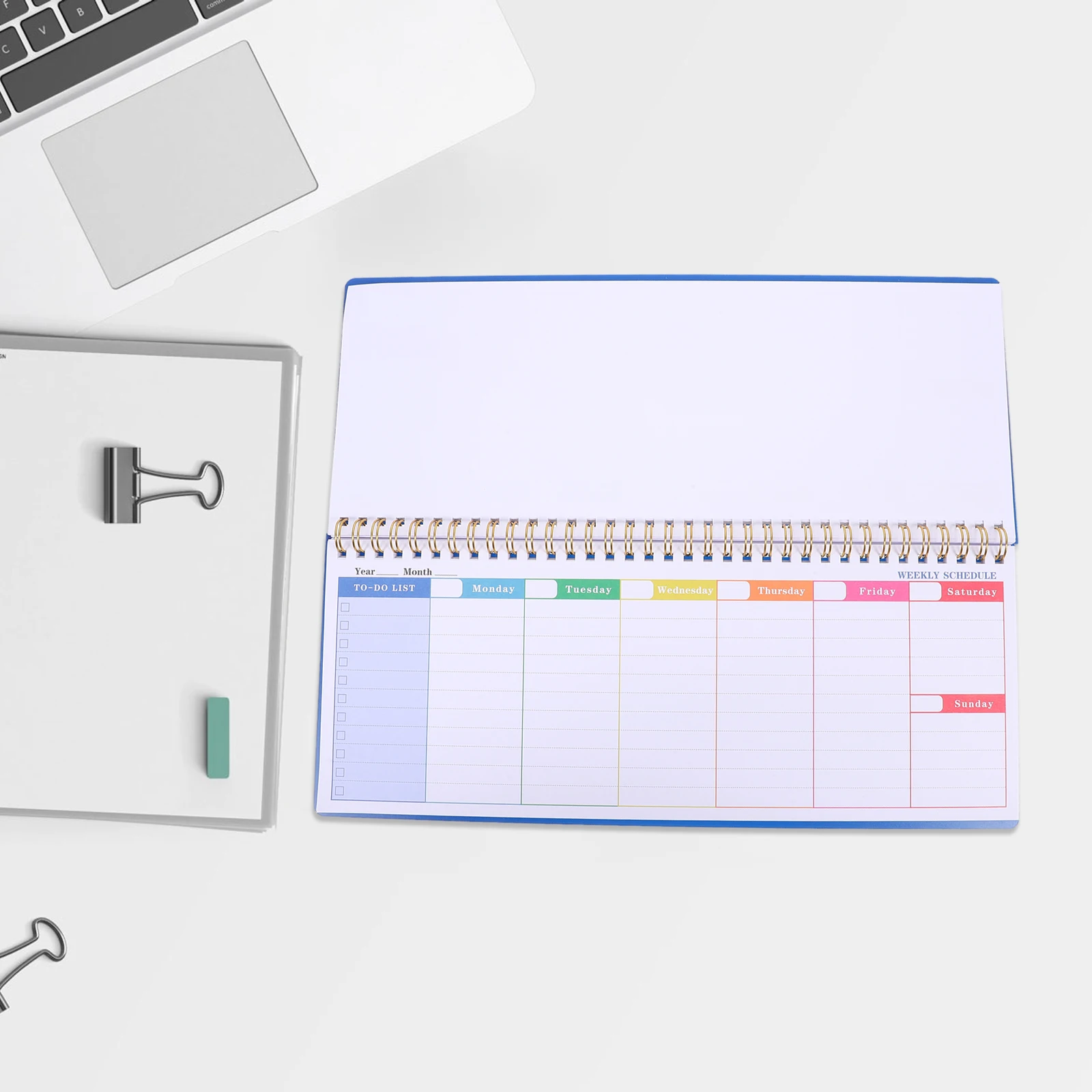 

Weekly Planner Notepad Dashboard Spiral Desk Calendar Simple Assignment Blue Blank Work Planner 12 Months Undated Plan Habit