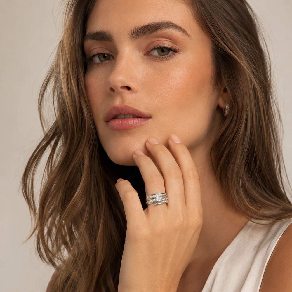 Ring Leaves Europe Style Fine Jewerly For Women Brand New Trendy Gift In Pure 925 Sterling Silver