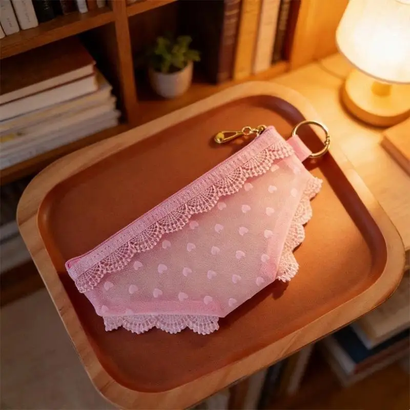 Kosmetiktasche aus Netzstoff mit Spitzenbesatz, transparentes Design und tragbar, perfekt für Reisen, den täglichen Gebrauch und die Aufbewahrung von Make-up-Pinseln und Lippenstiften. – Detail 2
