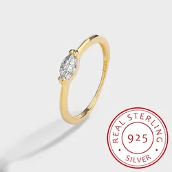Simple 14K Gold Oval Zircon Authentic Ring For Women S925 Sterling Silver Valentine's Day Gift Jewelry