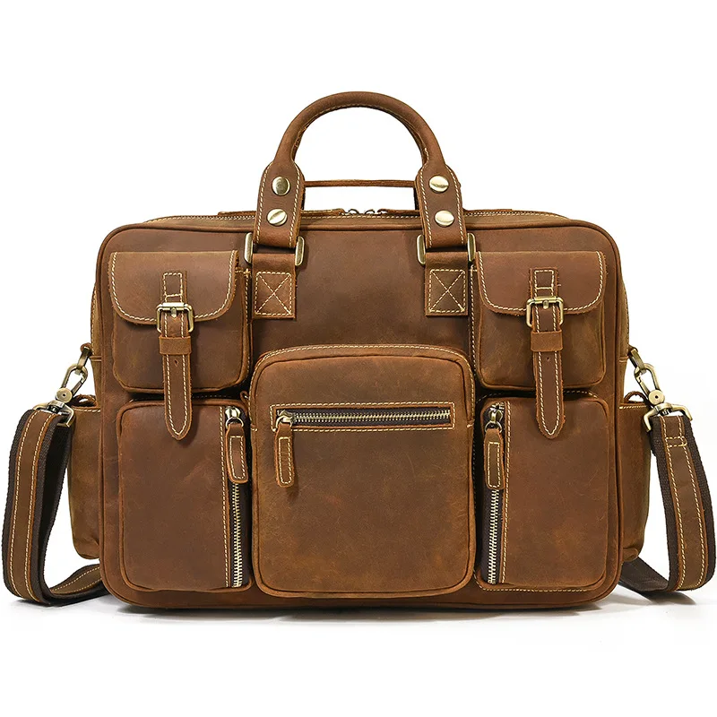 Men's Leather Business Bag Men Handbag High Capacity Laptop Bags For Men Porte-Documents Bag Shoulder Bags Executive Briefcase