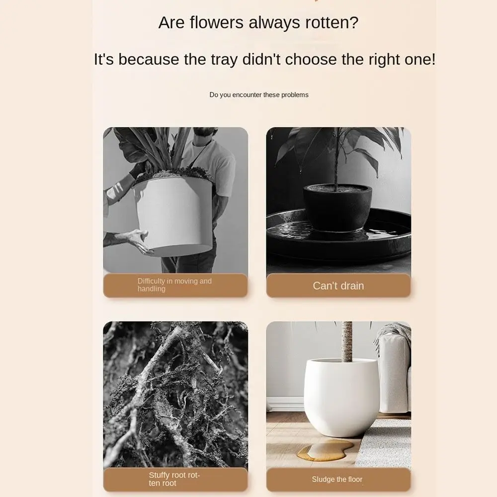 Portable Round Movable Plant Stand Universal Wheel Heavy Duty Flowerpot Tray Non-Slip Breathable Rolling Plant Tray Indoor