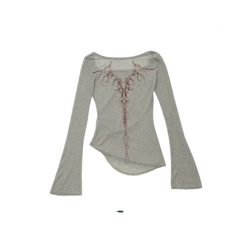 

Женская Винтажная Футболка с принтом, Повседневная Свободная Универсальная футболка с круглым вырезом и длинным рукавом, лето 2024