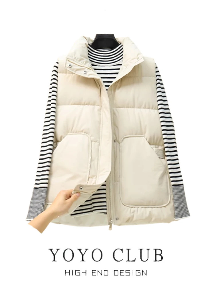 Dames donskatoenen vest groot formaat merk Bule herfst winter bovenkleding Svel tanktop ort rits Sle Veelzijdig