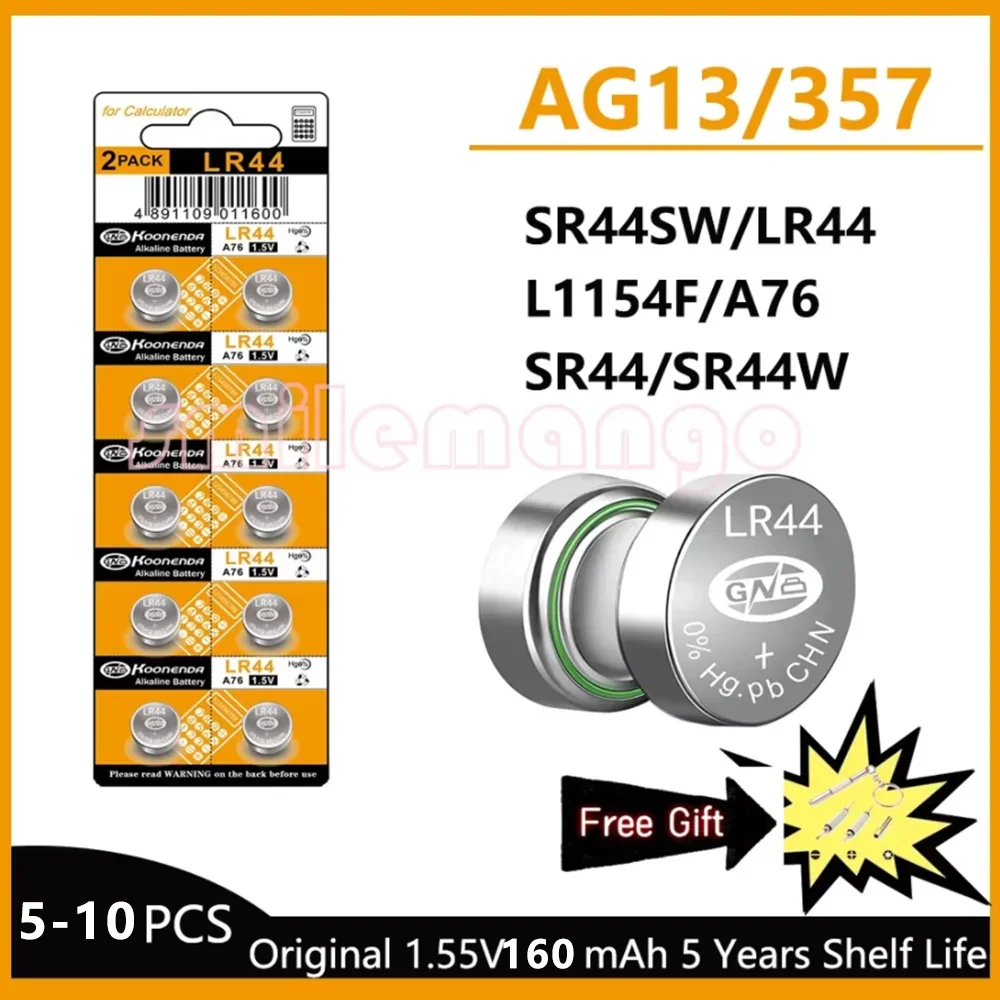 5-10Pcs LR44 AG13 1… - image