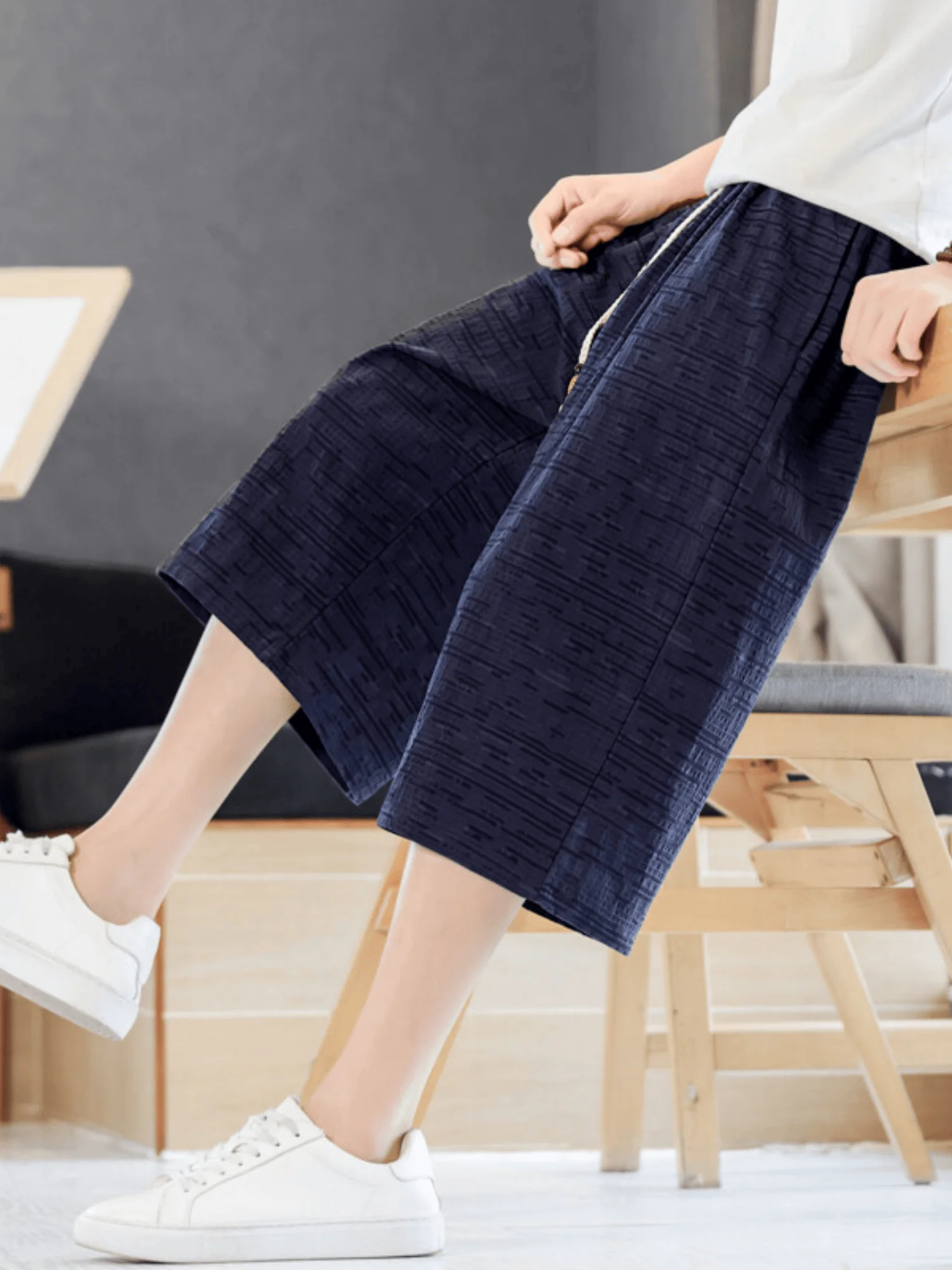 

Loose Men's Summer orts Straight Leg Beach Pants Teenage Casual Faion Seven-Foot Length Breathable Thin Material