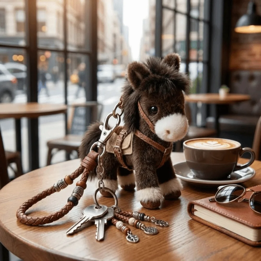 Year of The Horse Plush Material Horse Mascot Pendant Lucky Cartoon Style Zodiac Horse Plush Soft Toy Bag Charm Purse Charm