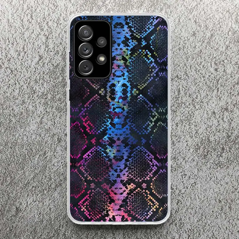 Pink Snake Skin Printing Drawing Phone Case For Samsung Galaxy A51 A50 A71 A70 A41 A31 A21S A10 A20E A30 A40 A6 A7 A8 + A9 Soft