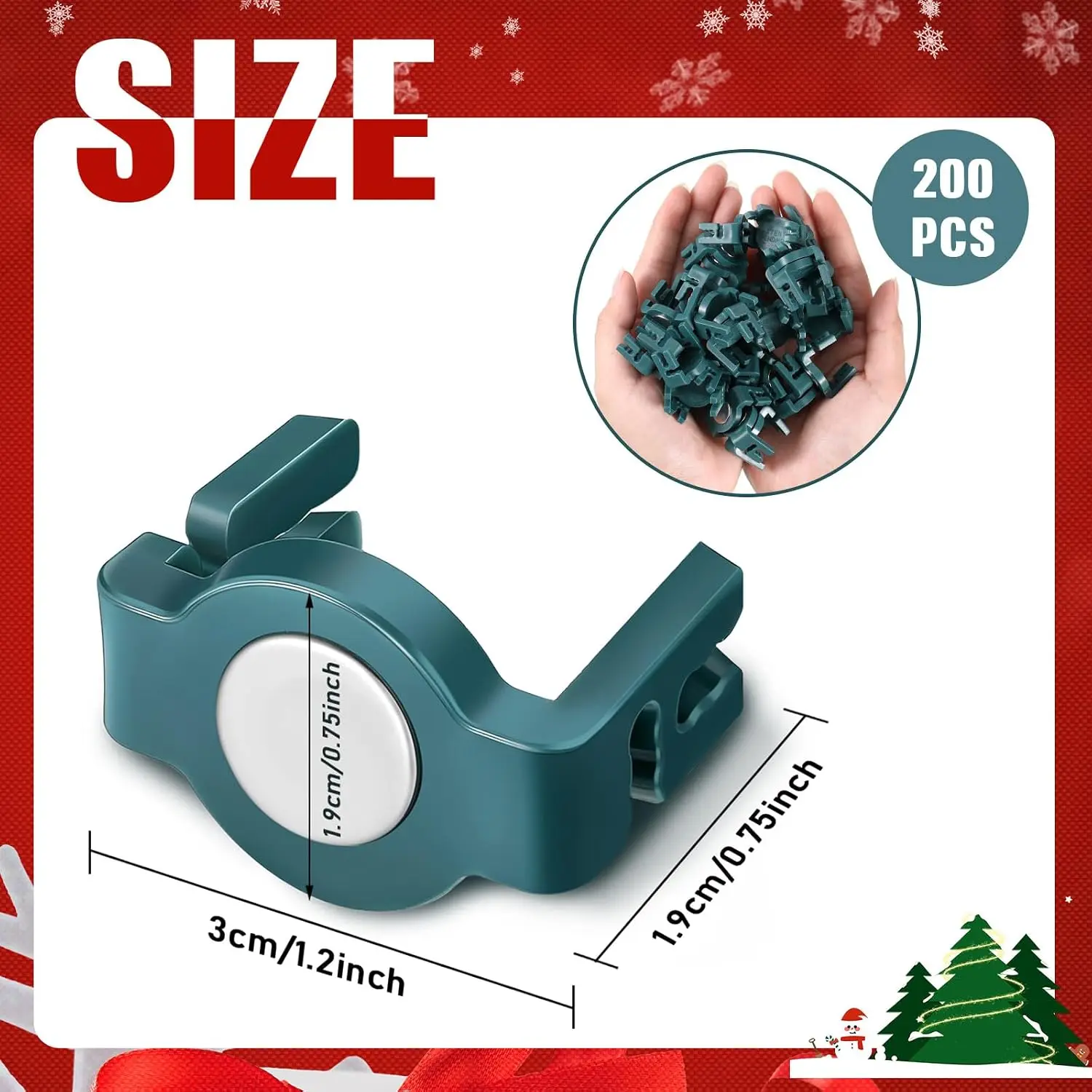 200 Pieces C9 Magnetic Christmas Light Clips Magnet Christmas Socket Clips Hooks for Sockets Roof Gutters Outside Patio