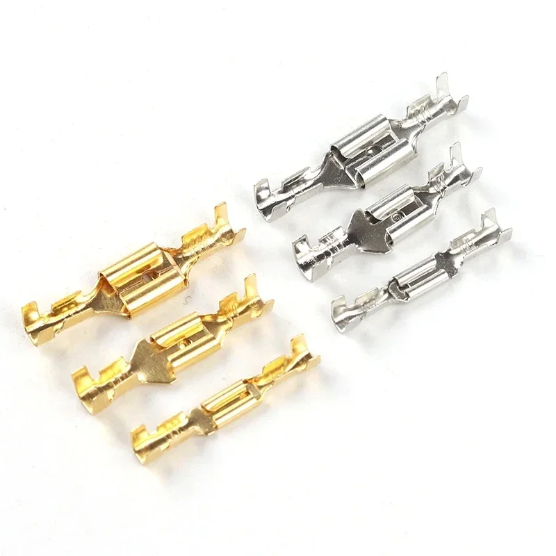 50/100Pcs/Lot  2.8MM4.8MM6.3MM Crimp Terminal Wire Connector Gold Brass/Silver Car Speaker Electrical Cable Terminals Kit