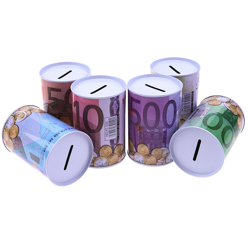 1Pc Cylinder Piggy Bank Safe Money Box Euro Dollar Coin Deposit Banks for Financial Storage