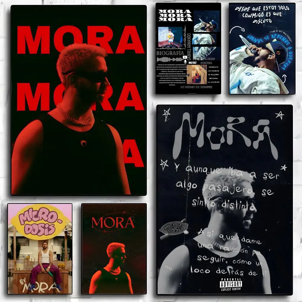 Mora Latin Singer Urban Vibes Poster Home Living Bed Room Bar Hallway Sticky Wall Art Printing Waterproof Aesthetic Decor