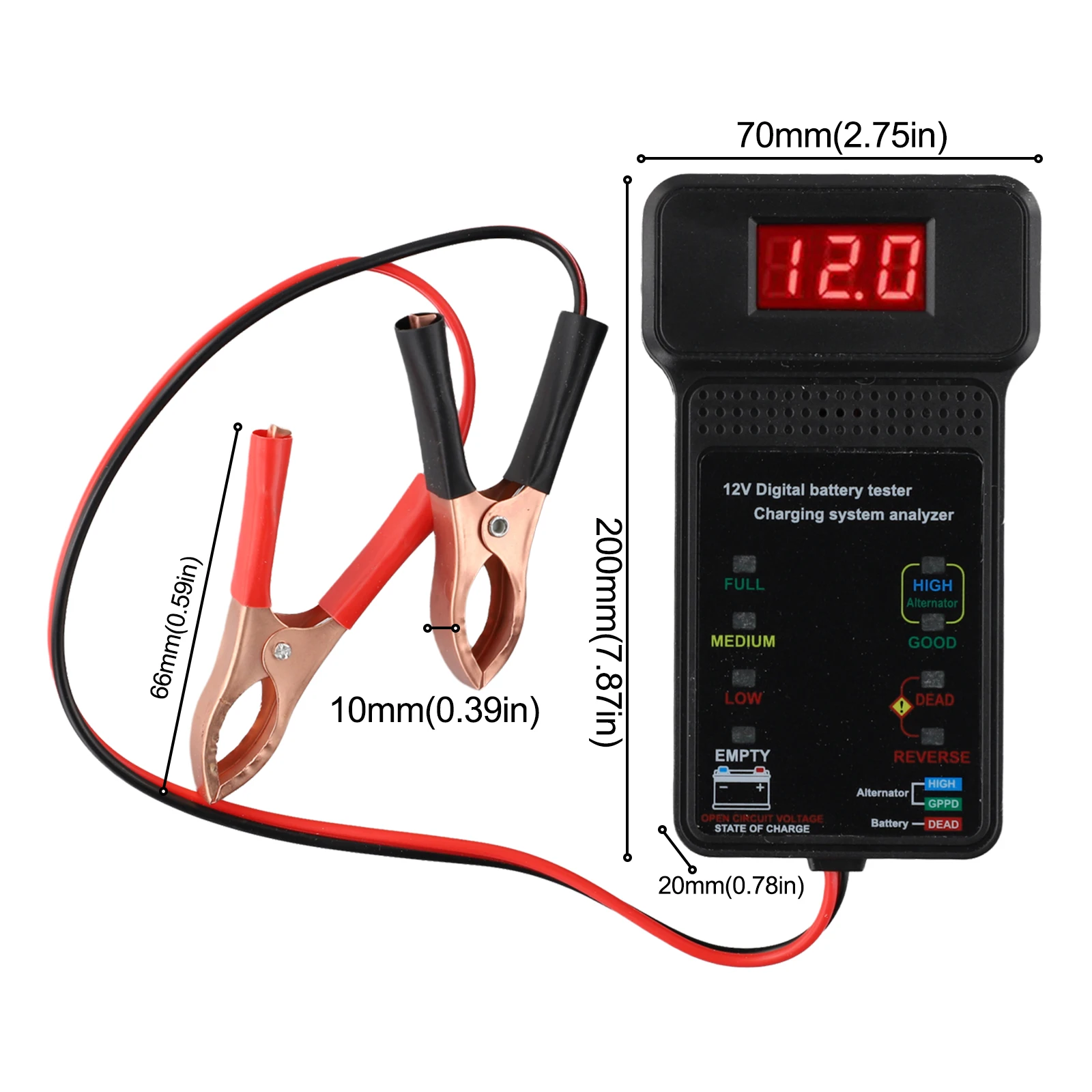 Car Battery Detector Battery Tester Inspection Measurement 12V 1PC 31cm LED Display For Testing Battery Voltage