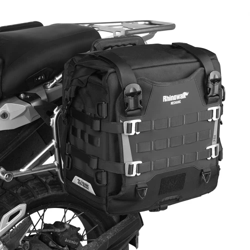 Imagen 2 del producto Rhinowalk-Bolsa de alforja para motocicleta, antirrobo, con orificio de bloqueo, liberación rápida, impermeable, 35L, bolsa lateral de gran capacidad, Molle