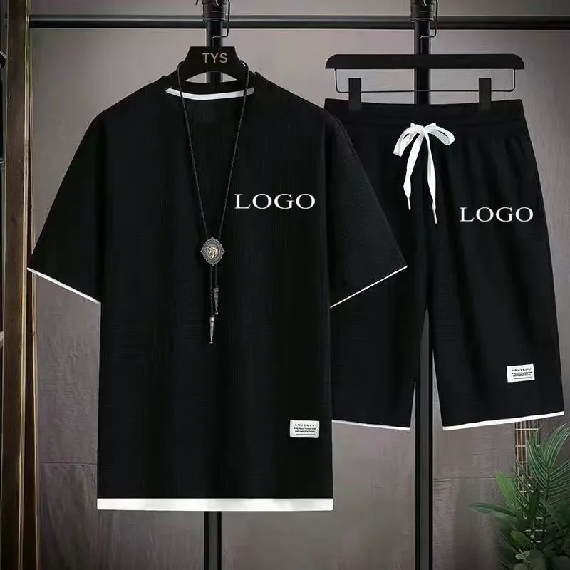 2024 Your Own Design Brand Logo/Picture Personalized Custom Anywhere Men Women DIY Waffle Short Sleeve Set Fashion New