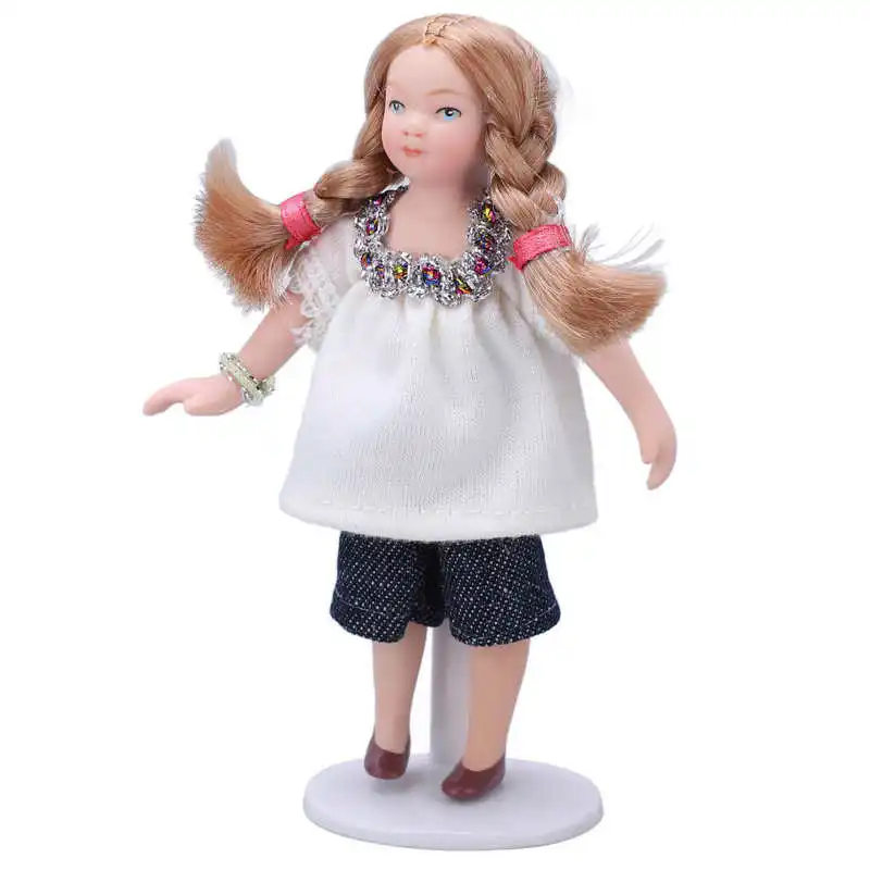 Doll House Servant 1:12 Doll House Miniature Turnable Ceramic Victorian Servant Toy Decoration with Stand