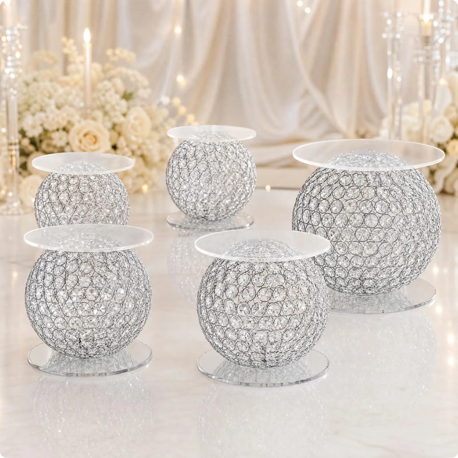 Silver Tone Iron Cake Display Stand for Cupcakes and Pastries Banquet Table Decorative Rack