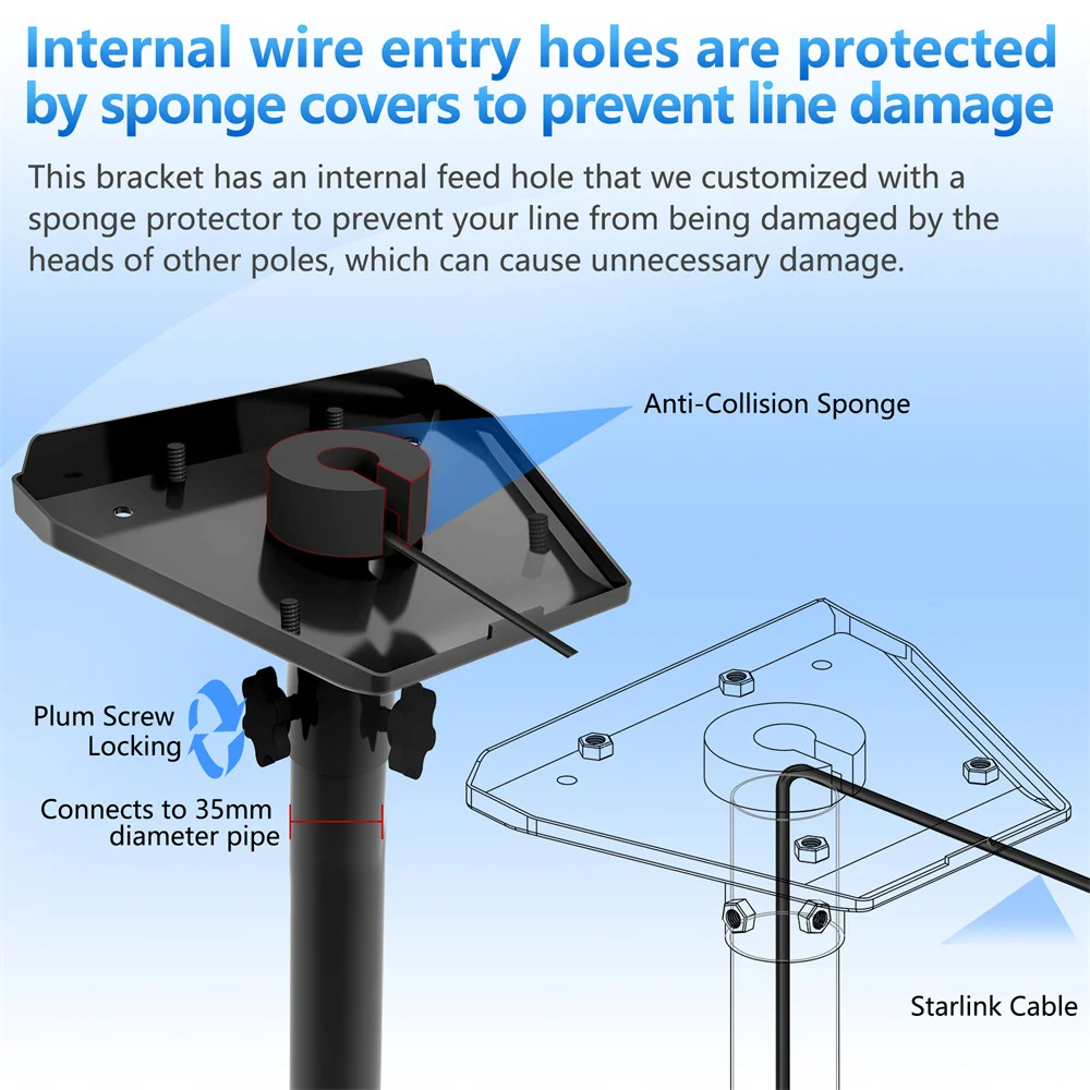 Imagem -04 - Kits Metálicos para Instalação em Parede e Telhado Compatível com Starlink Gen Montagem em Parede Padrão Dish Dish Compatível com Starlink v3