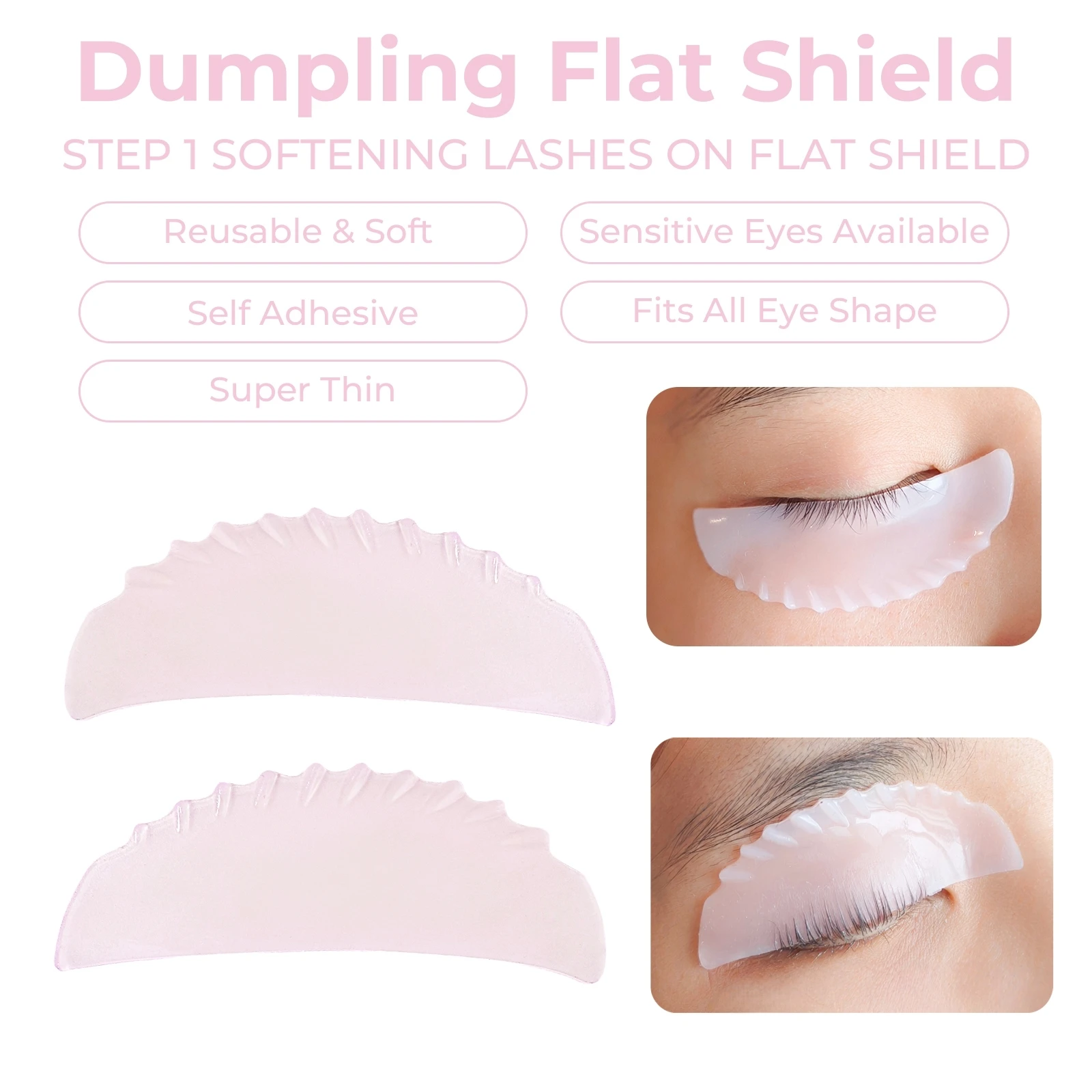 Lomansa New 2Pcs Flat Shield Silicone Eyelash Perming Rod Lash Lift Ribbon Lash Softening Pads Eyelash Curling Iron Makeup Tool - view 5
