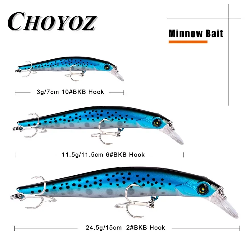 CHOYOZ  Minnow Fishing Lure Jerkbaits Hard Bait Artificial Wobblers Plastic SeaBass Trout Fishing Tackle Fly Fishing Bearking